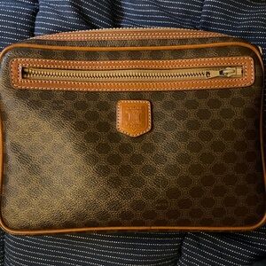 Authentic Vintage Celine Macadam Clutch Wristlet/ Zip closure & Front zip pocket